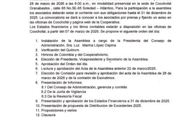 CONVOCATORIA A LA ASAMBLEA GENERAL ORDINARIA PERIODO 2025